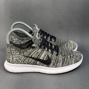 Nike Free RN Flyknit Women's Running Shoes Size 6 Black Oreo